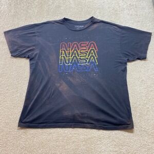 FIFTH SUN Shirt Mens 2XL Black NASA Logo Short Sleeve Graphic‎ Tee